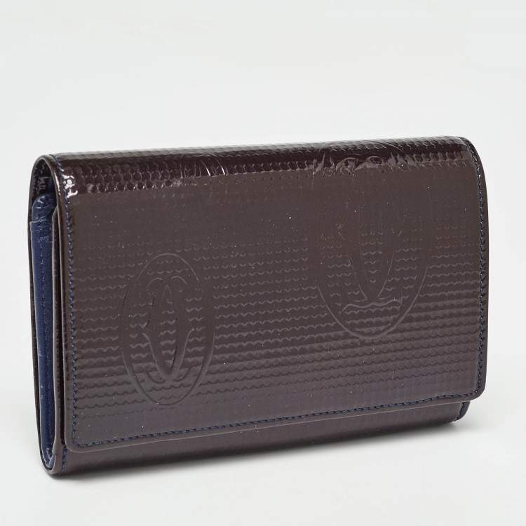 Pre Owned Cartier Plum Leather Happy Birthday French Wallet
