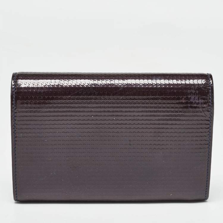 Pre Owned Cartier Plum Leather Happy Birthday French Wallet