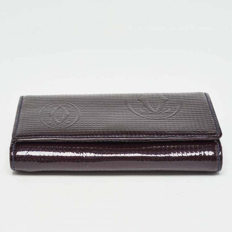Pre Owned Cartier Plum Leather Happy Birthday French Wallet