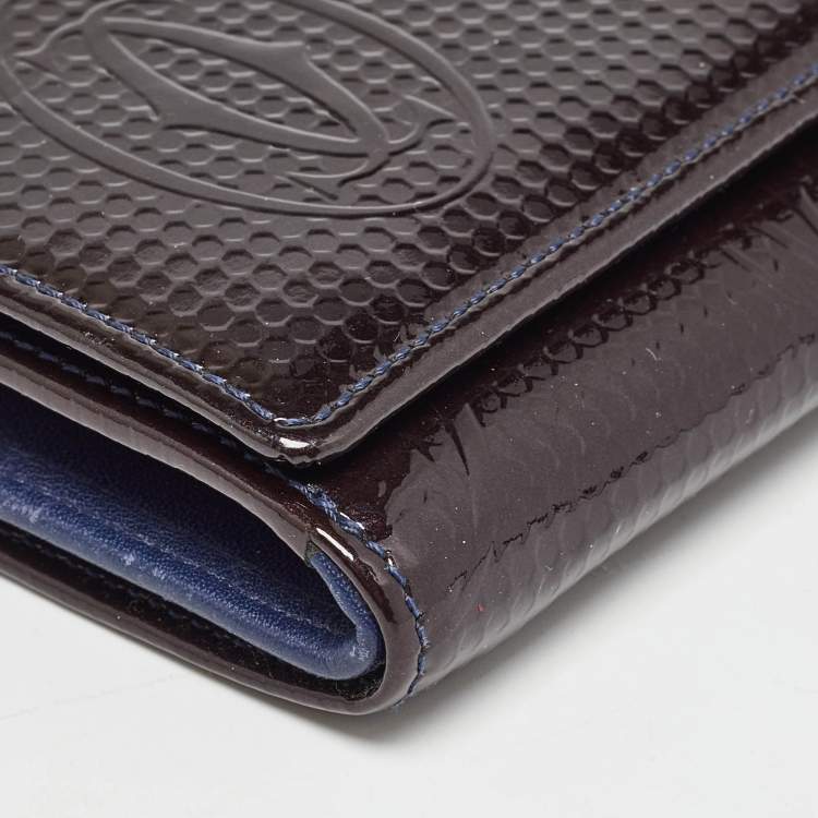 Pre Owned Cartier Plum Leather Happy Birthday French Wallet