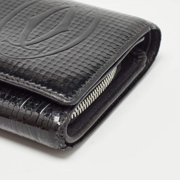 Pre Owned Cartier Black Patent Leather Happy Birthday Compact Wallet