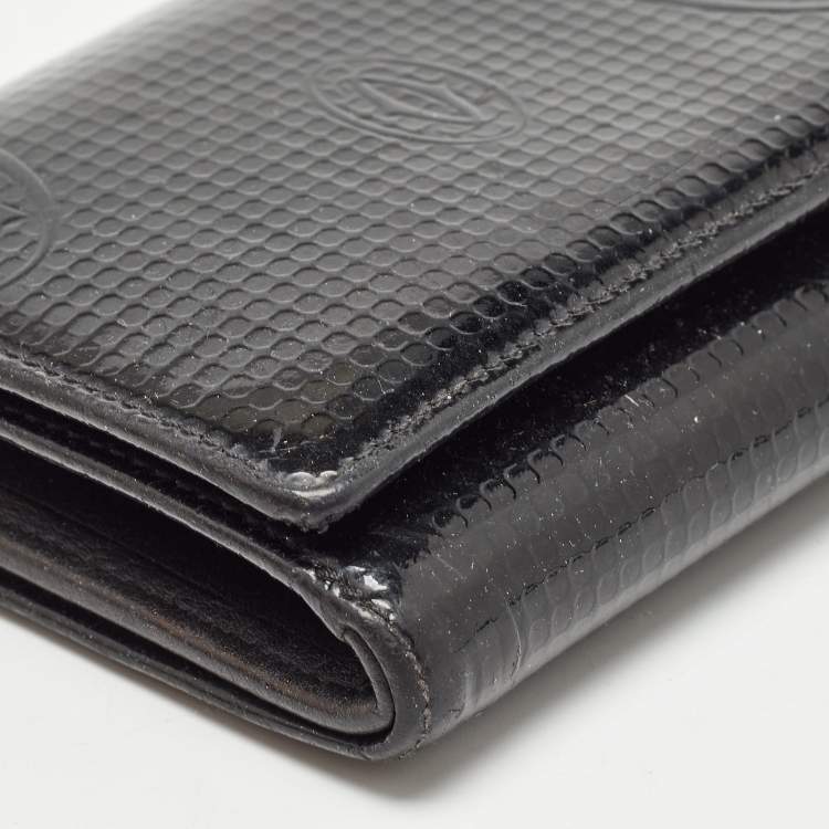 Pre Owned Cartier Black Patent Leather Happy Birthday Compact Wallet
