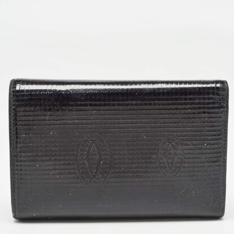 Pre Owned Cartier Black Patent Leather Happy Birthday Compact Wallet