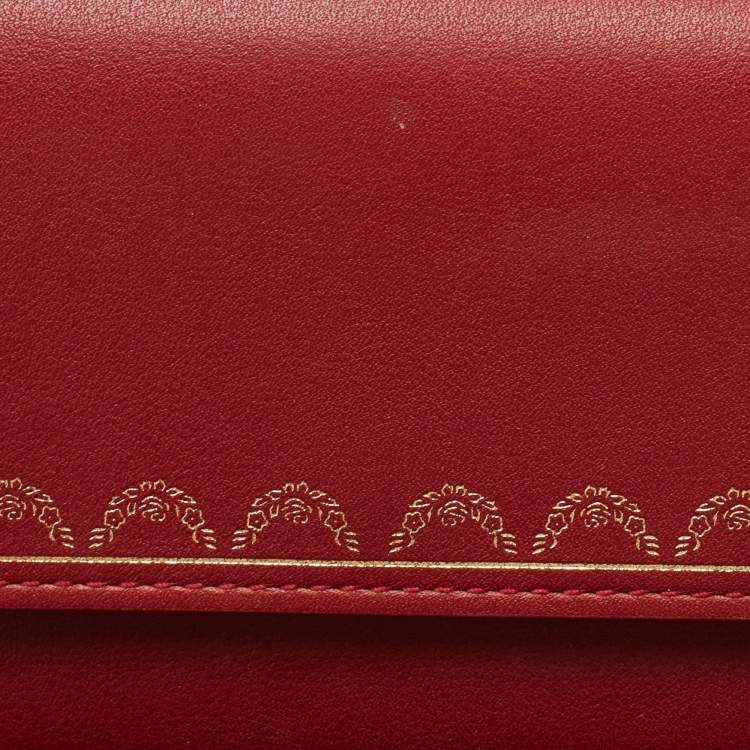 Pre Owned Cartier Red Leather Guirlande de Cartier Compact Wallet