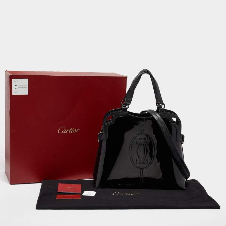 Pre Owned Cartier Black Patent and Leather Marcello de Cartier Satchel