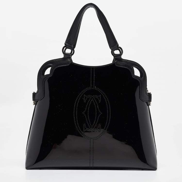 Pre Owned Cartier Black Patent and Leather Marcello de Cartier Satchel
