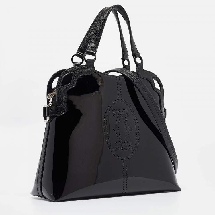 Pre Owned Cartier Black Patent and Leather Marcello de Cartier Satchel