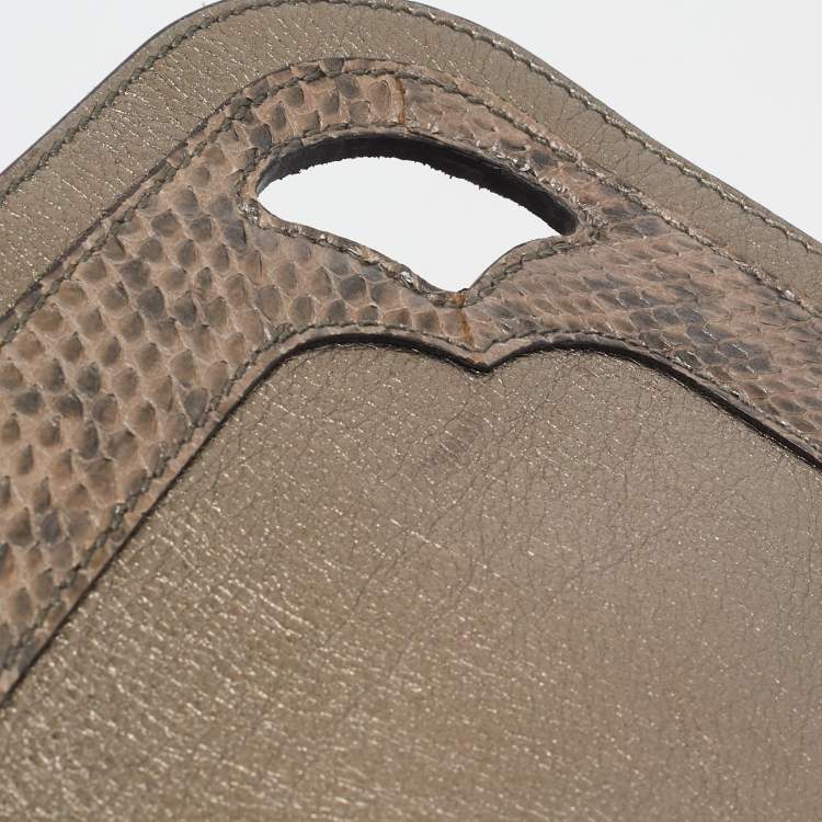 Pre Owned Cartier Metallic Suede and Python Marcello de Cartier Saddle Bag