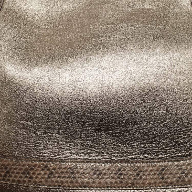 Pre Owned Cartier Metallic Suede and Python Marcello de Cartier Saddle Bag