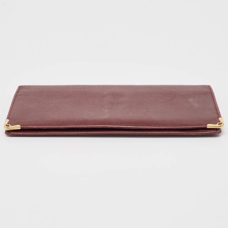 Pre Owned Cartier Burgundy Leather Must de Cartier Long Bifold Wallet