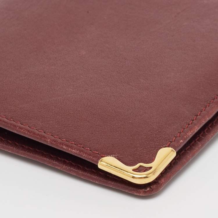 Pre Owned Cartier Burgundy Leather Must de Cartier Long Bifold Wallet