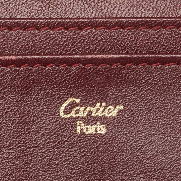 Pre Owned Cartier Burgundy Leather Must de Cartier Long Bifold Wallet