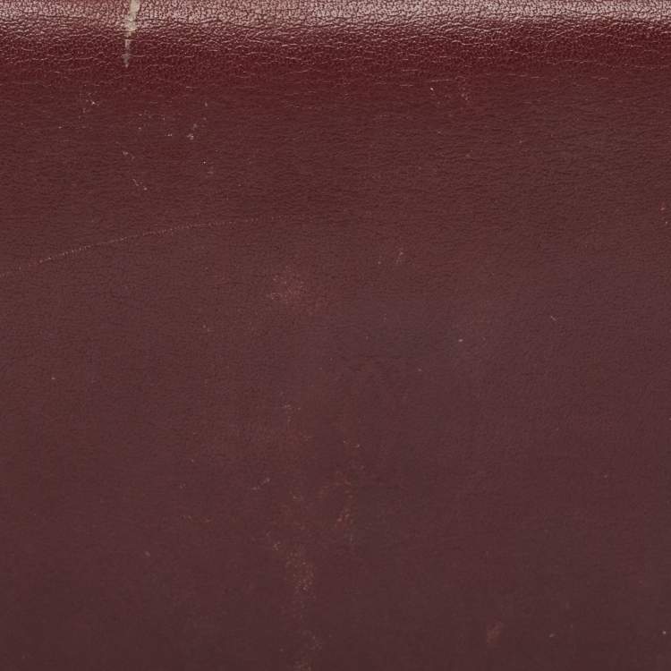 Pre Owned Cartier Burgundy Leather Must de Cartier Long Bifold Wallet