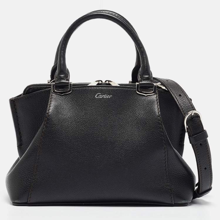 Pre Owned Cartier Black Leather Mini C de Cartier Satchel