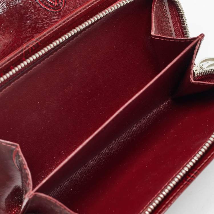 Pre Owned Cartier Burgundy Patent Leather Happy Birthday Continental Wallet
