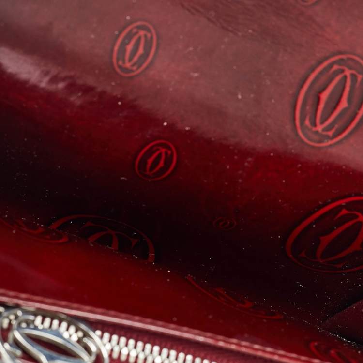 Pre Owned Cartier Burgundy Patent Leather Happy Birthday Continental Wallet