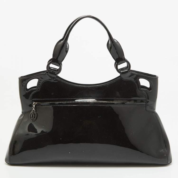 Pre Owned Cartier Black Patent Leather Small Marcello De Cartier Tote