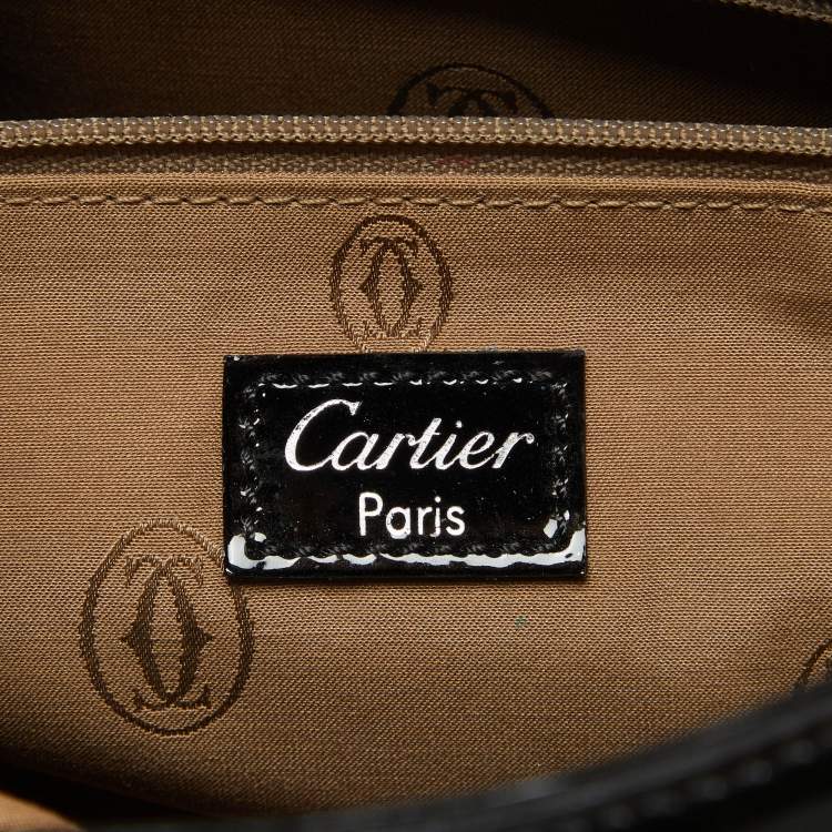 Pre Owned Cartier Black Patent Leather Small Marcello De Cartier Tote