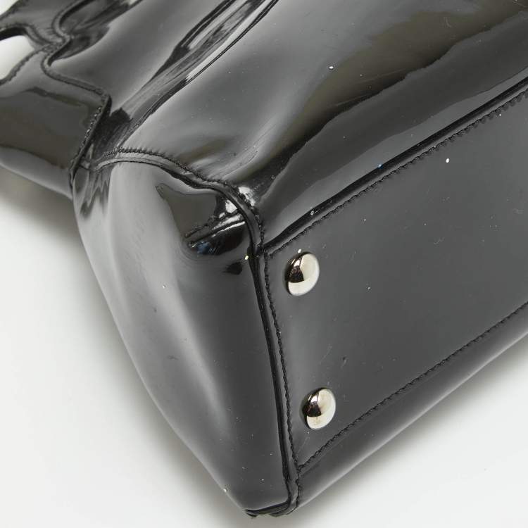 Pre Owned Cartier Black Patent Leather Small Marcello De Cartier Tote