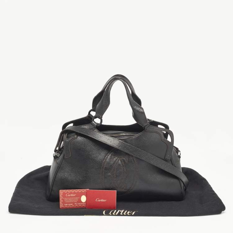 Pre Owned Cartier Black Leather Marcello de Cartier Bag