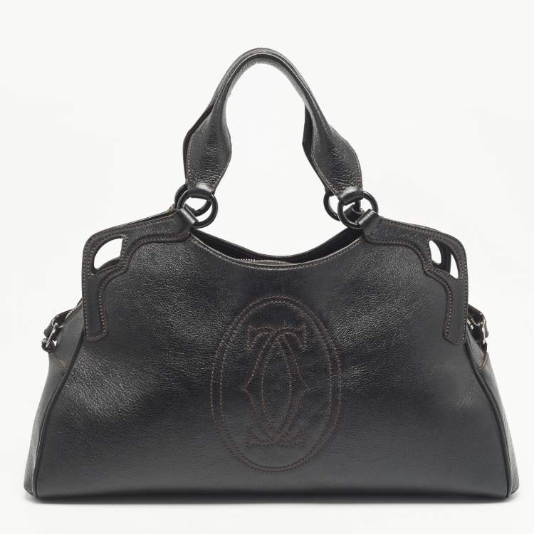 Pre Owned Cartier Black Leather Marcello de Cartier Bag