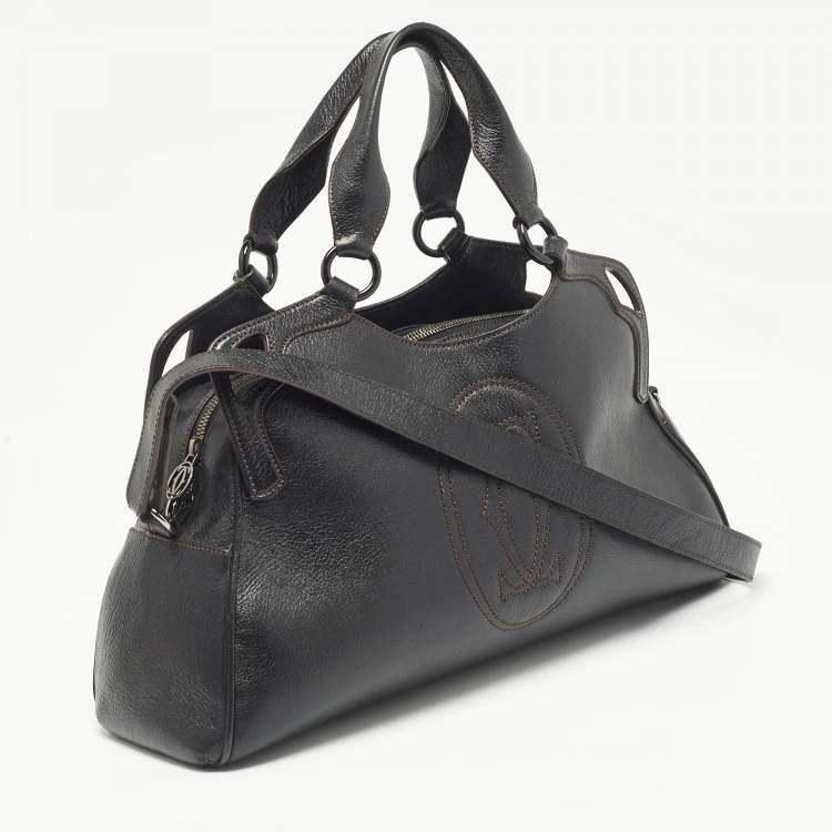Pre Owned Cartier Black Leather Marcello de Cartier Bag