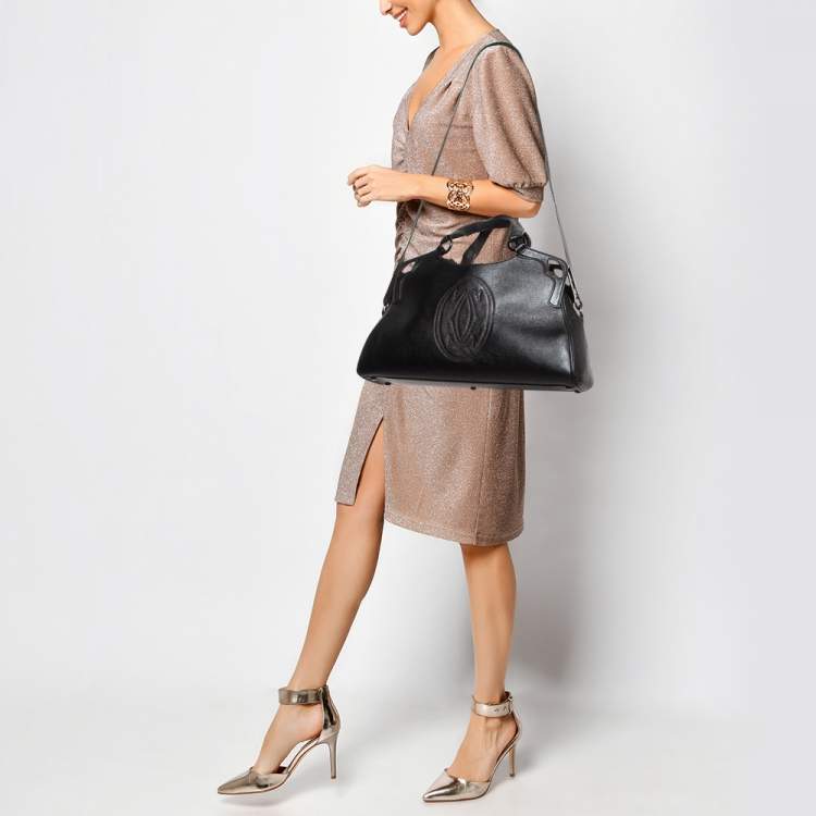 Pre Owned Cartier Black Leather Marcello de Cartier Bag