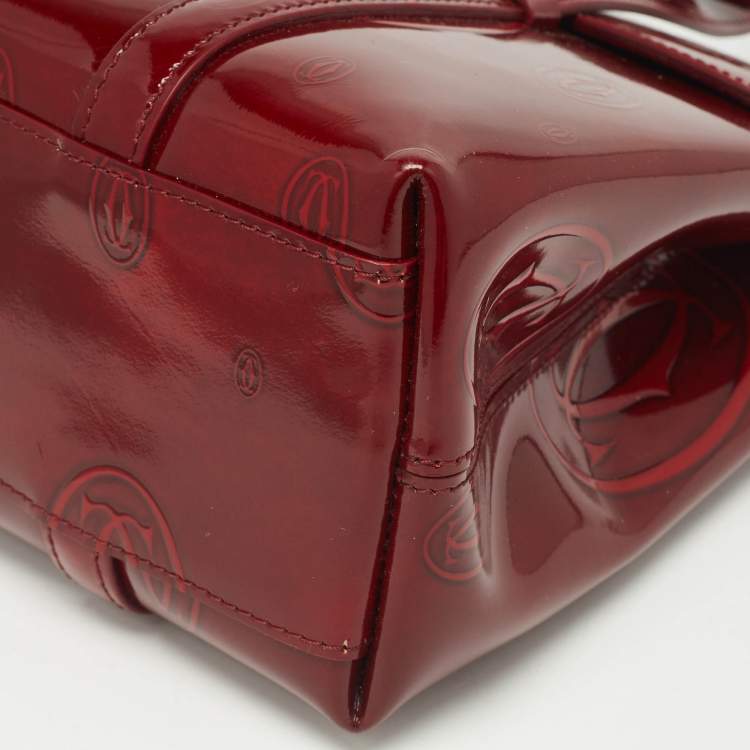 Pre Owned Cartier Burgundy Patent Leather Happy Birthday Cabochon Flap Bag