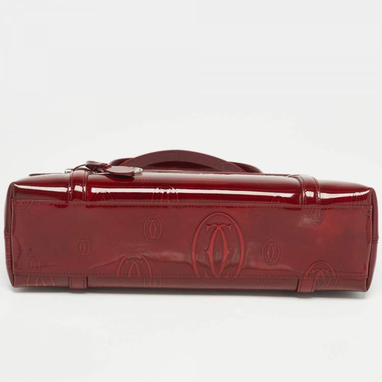 Pre Owned Cartier Burgundy Patent Leather Happy Birthday Cabochon Flap Bag