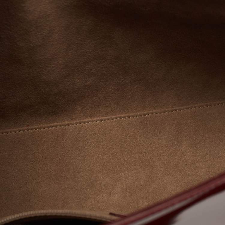 Pre Owned Cartier Burgundy Patent Leather Happy Birthday Cabochon Flap Bag