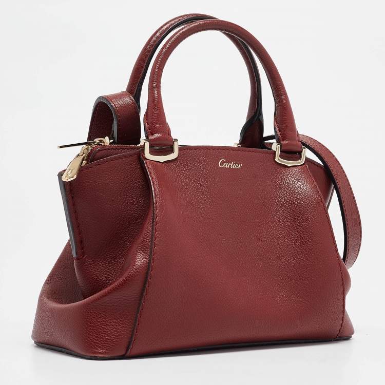 Pre Owned Cartier Red Leather Mini C de Cartier Satchel