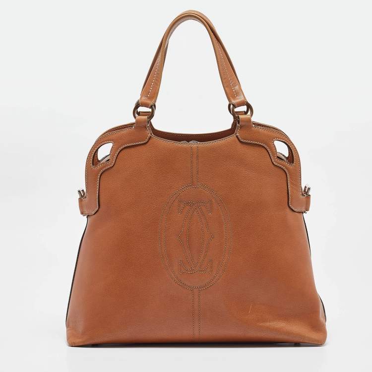 Pre Owned Cartier Tan Leather Marcello de Cartier Satchel