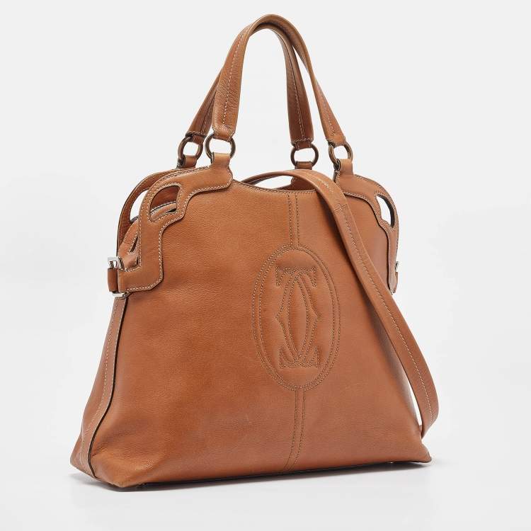 Pre Owned Cartier Tan Leather Marcello de Cartier Satchel