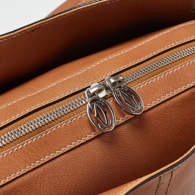 Pre Owned Cartier Tan Leather Marcello de Cartier Satchel