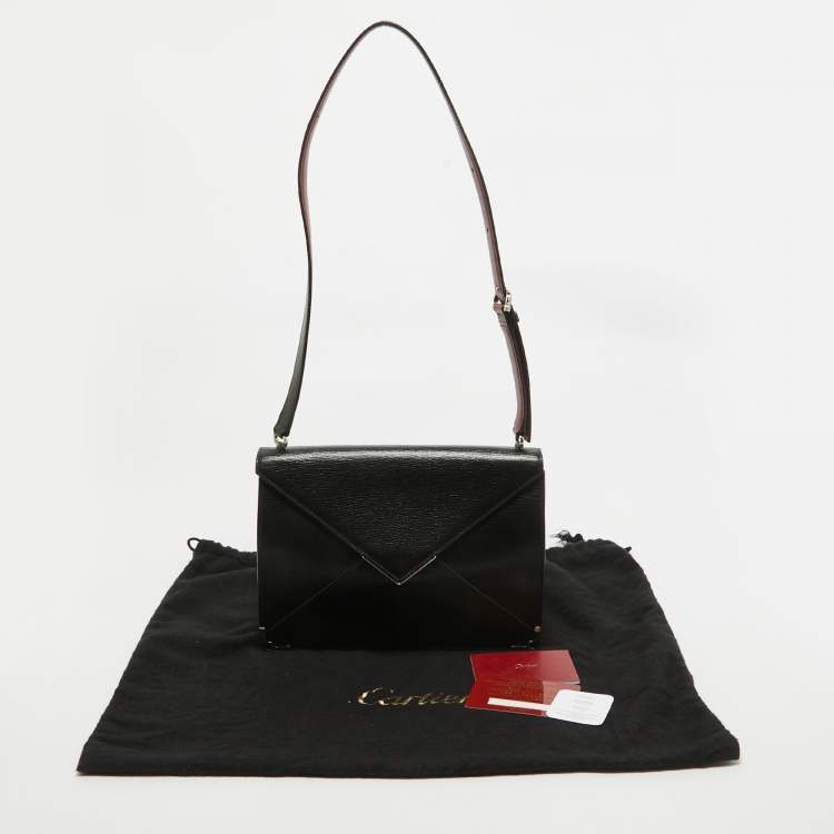 Pre Owned Cartier Black Leather Envelope Shoulder Bag