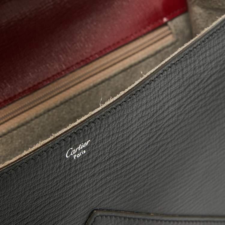 Pre Owned Cartier Black Leather Envelope Shoulder Bag