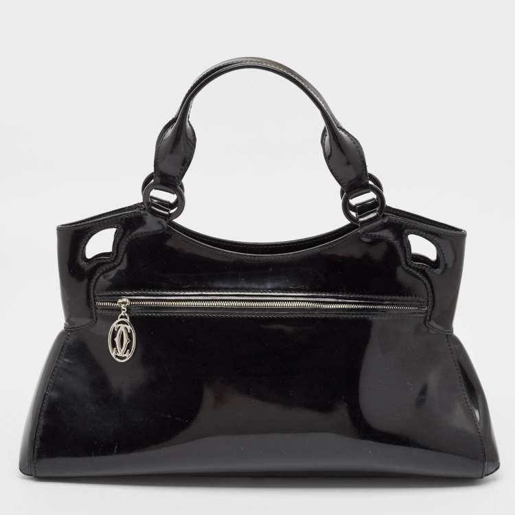 Pre Owned Cartier Black Patent Leather Small Marcello De Cartier Tote