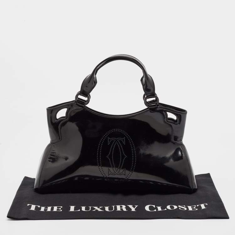Pre Owned Cartier Black Patent Leather Small Marcello De Cartier Tote