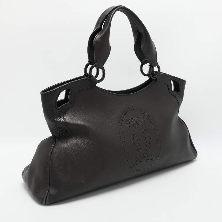 Pre Owned Cartier Black Leather Marcello de Cartier Satchel