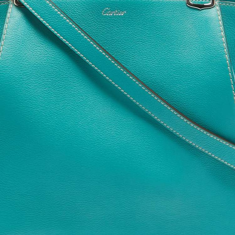 Pre Owned Cartier Green Leather Small C De Cartier Bag