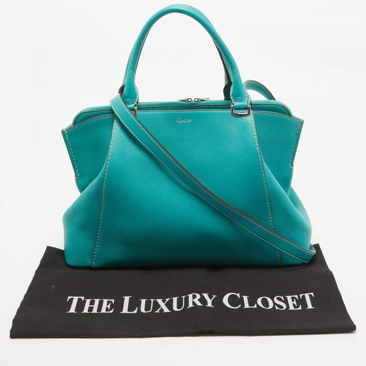Pre Owned Cartier Green Leather Small C De Cartier Bag