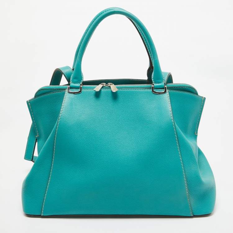 Pre Owned Cartier Green Leather Small C De Cartier Bag