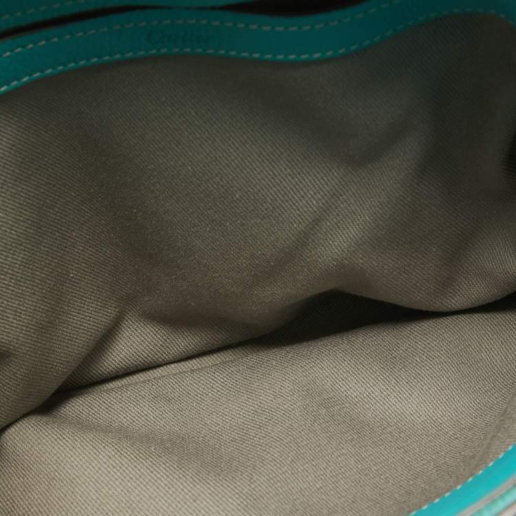 Pre Owned Cartier Green Leather Small C De Cartier Bag