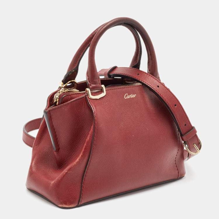 Pre Owned Cartier Red Leather Mini C de Cartier Satchel