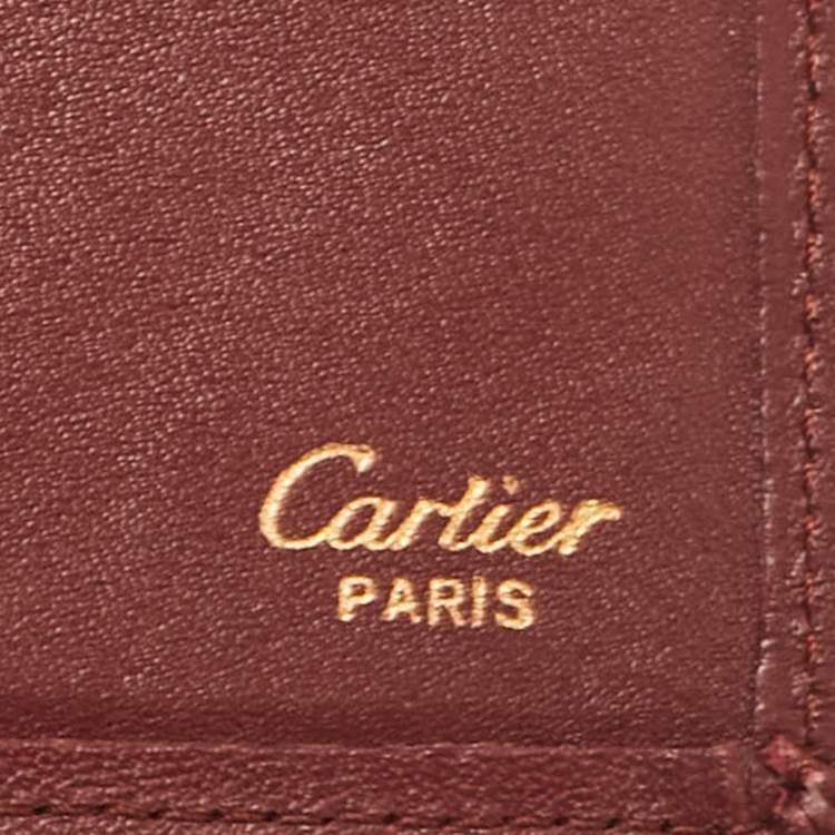 Pre Owned Cartier Burgundy Leather Must de Cartier Bifold Long Wallet
