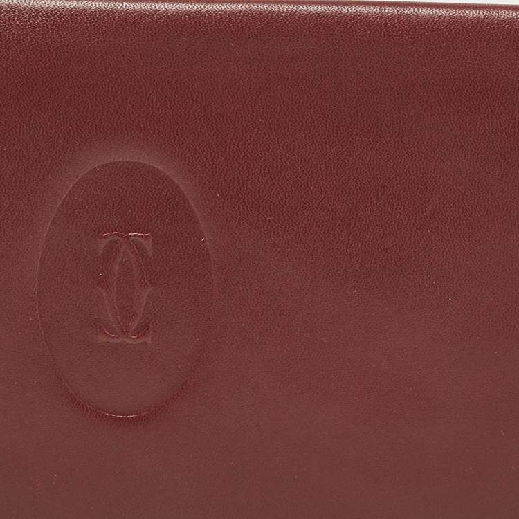 Pre Owned Cartier Burgundy Leather Must de Cartier Bifold Long Wallet