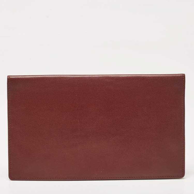 Pre Owned Cartier Burgundy Leather Must de Cartier Bifold Long Wallet