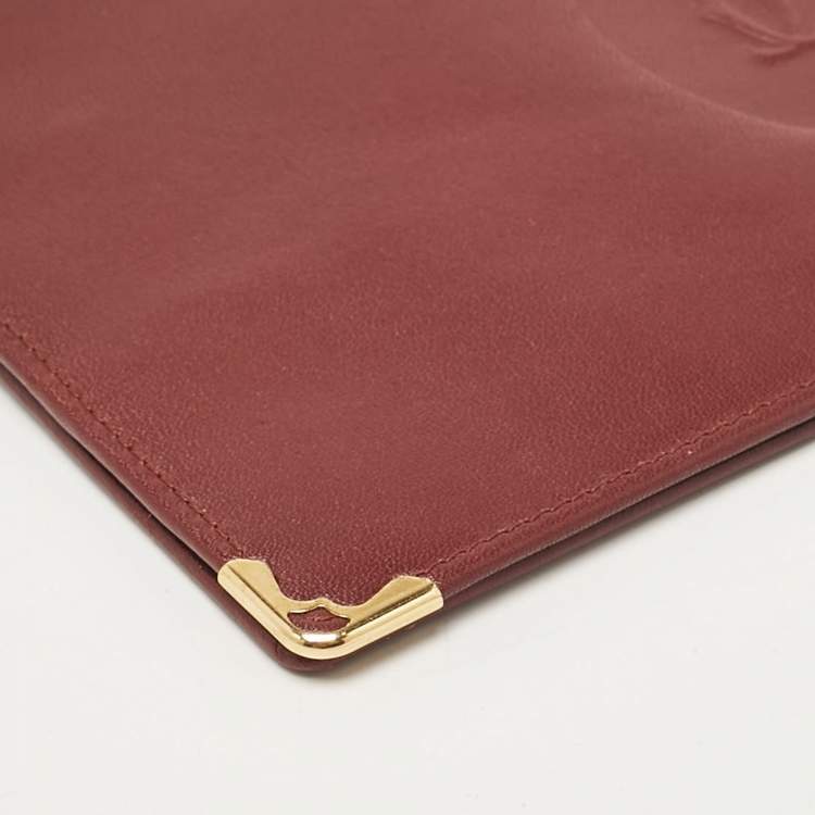 Pre Owned Cartier Burgundy Leather Must de Cartier Bifold Long Wallet