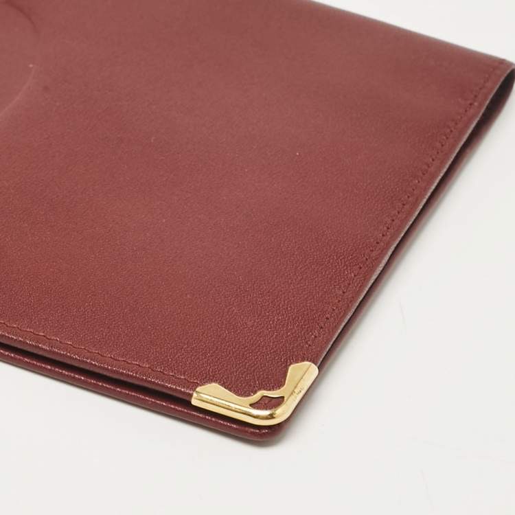 Pre Owned Cartier Burgundy Leather Must de Cartier Bifold Long Wallet