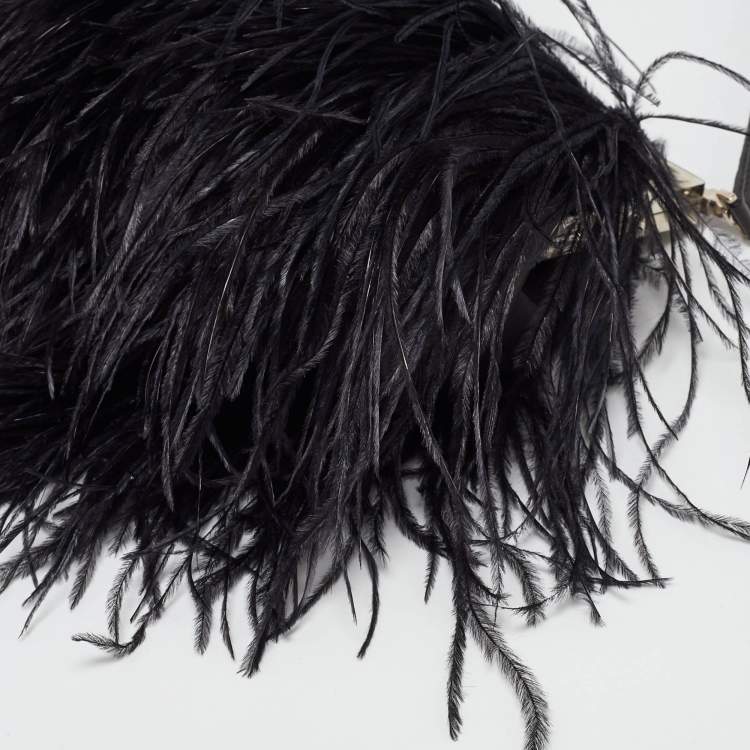 مملوكة مسبقًا Cartier Black Ostrich Feather and Leather Clutch